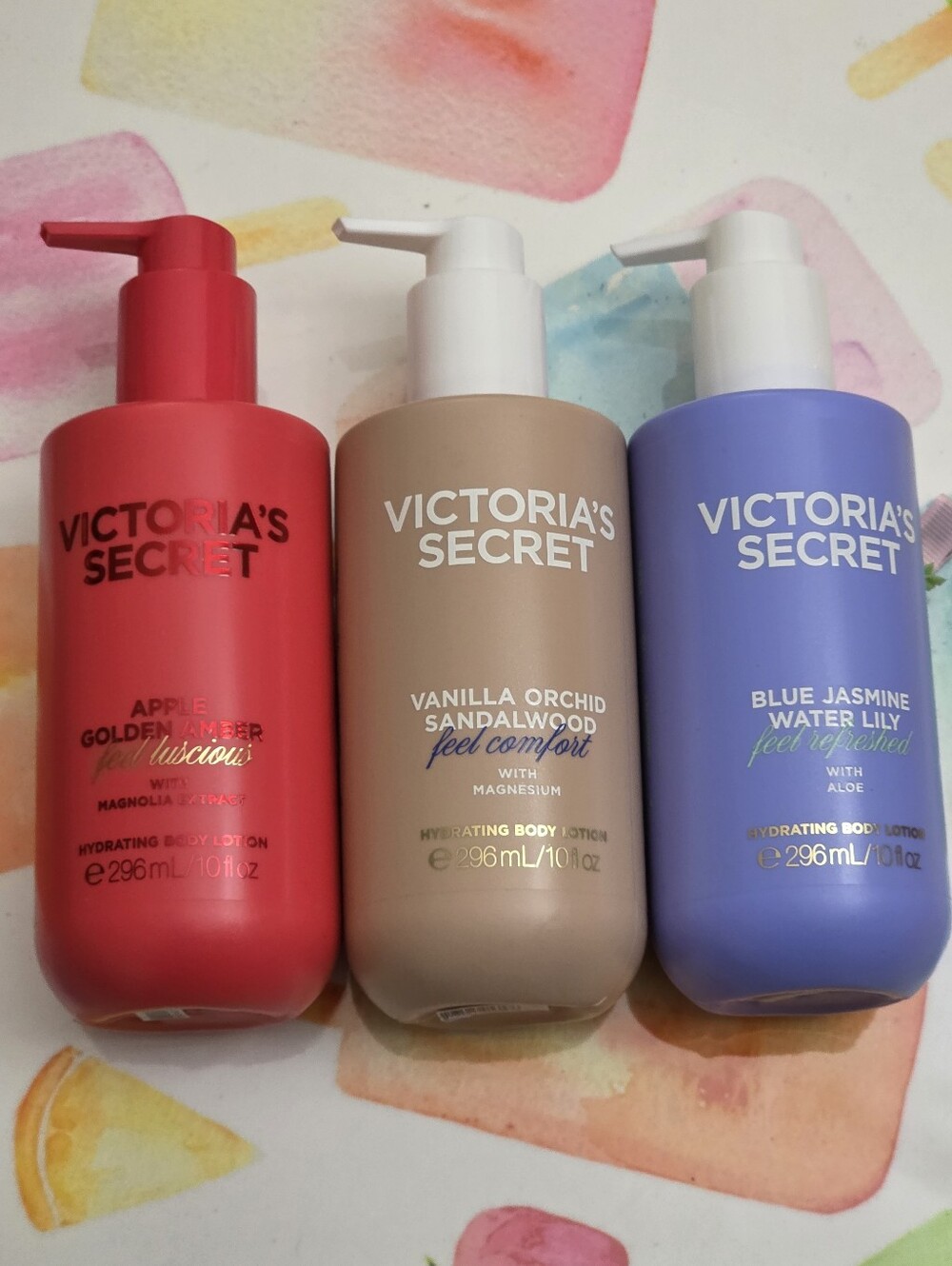 Victoria's Secret Body Lotion Variety Set NEW - Red, Tan, Blue